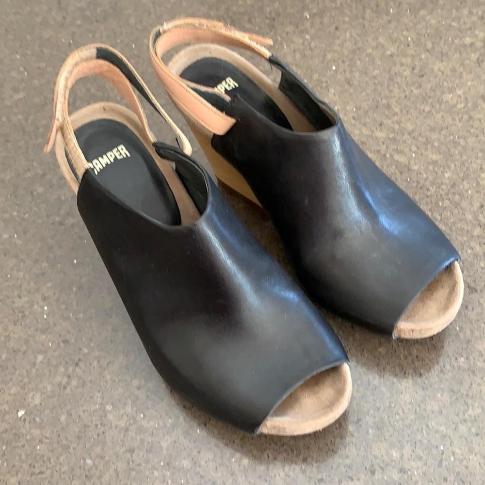 Camper Black Clog Heels 7